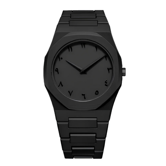 🖤 Montre Édition Islam Limitée en Chiffres Arabes – Élégance Noire & Minimalisme de Caractère