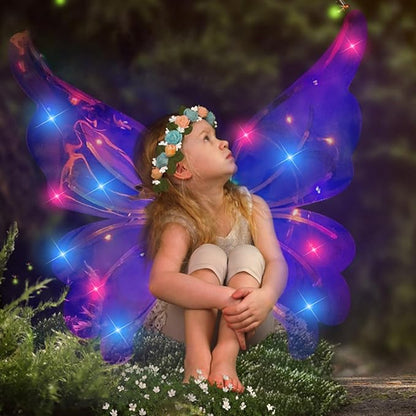 🧚‍♀️ Ailes de Fée Papillon Lumineuses – Costume LED Magique pour Filles