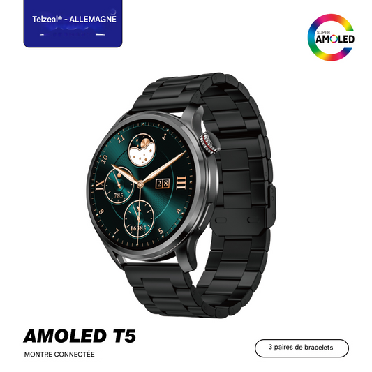 🏆 Montre Connectée Telzeal AMOLED T5 – Élégance et Technologie