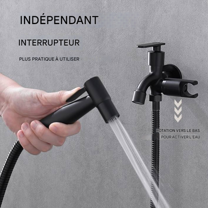 🛁 Robinet à Deux Voies avec Douchette Bidet & Flexible – Acier Inoxydabl